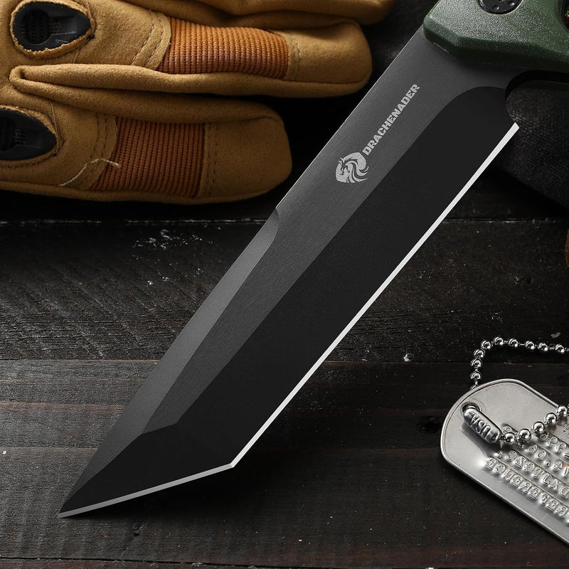 DRACHENADER XR-B01-FT Tanto Knife Survival Fulltang Outdoor fixed blade Knife 5mm thick steel with ABS Sheath - Image 2